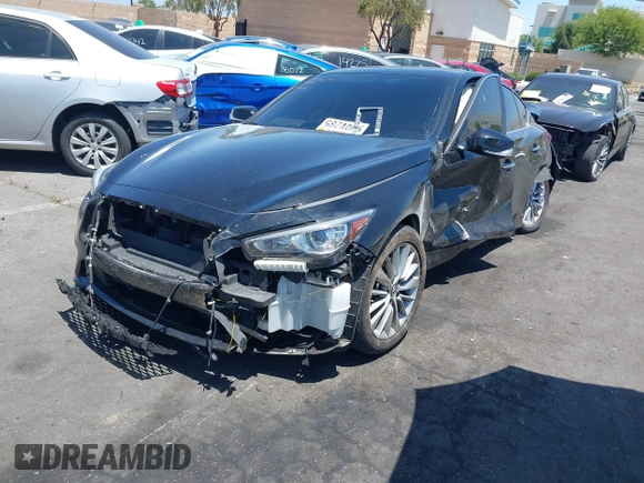 2021 Infiniti Q50 Luxe with VIN JN1EV7BP2MM707502, listed as a IAAI auction lot 42315854 with Not provided miles and . Bid and sale history available at DreamBid. Image 2.