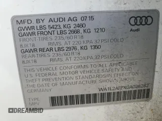 2016 Audi Q5 Premium Plus with VIN WA1L2AFPXGA026282, listed as a Copart auction lot 48286615 with 110,134 mi miles and Salvage Title. Bid and sale history available at carsss.com. Image 13.
