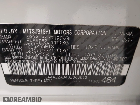 2018 Mitsubishi Outlander ES z VIN JA4AZ2A34JZ008883, wystawiony jako IAAI lot #42288285 z przebiegiem 65 554 mil mil oraz . Historia ofert i sprzedaży dostępna na DreamBid. Obrazek 9.