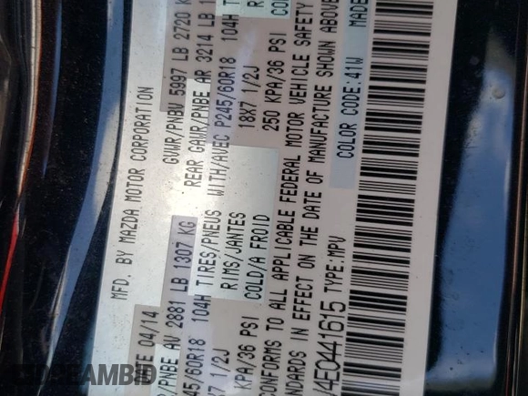 2014 Mazda CX-9 Sport with VIN JM3TB3BV4E0441615, listed as a Copart auction lot 70126754 with 94,017 mi miles and Salvage Title. Bid and sale history available at carsss.com. Image 15.