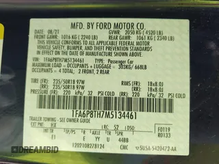 2021 Ford Mustang EcoBoost with VIN 1FA6P8TH7M5134461, listed as a IAAI auction lot 42526727 with 56,494 mi miles and . Bid and sale history available at DreamBid. Image 9.