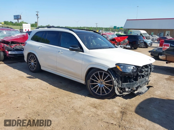2024 Mercedes-Benz GLS 450 z VIN 4JGFF5KE7RB112158, wystawiony jako IAAI lot #42230959 z przebiegiem 52 515 mil mil oraz . Historia ofert i sprzedaży dostępna na DreamBid. Obrazek 1.