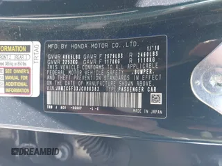 2018 Honda Clarity Touring with VIN JHMZC5F3XJC006383, listed as a IAAI auction lot 41996524 with 100,646 mi miles and . Bid and sale history available at DreamBid. Image 9.