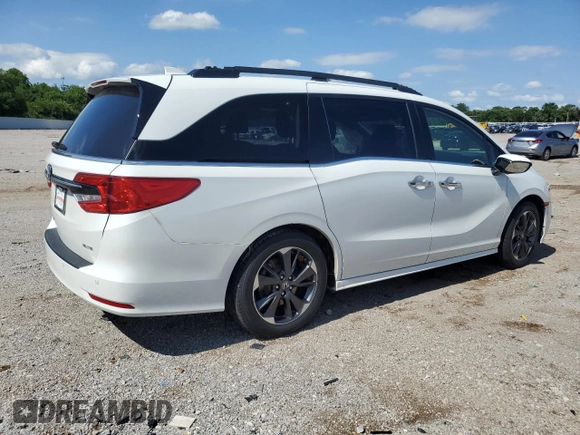 2022 Honda Odyssey Elite with VIN 5FNRL6H91NB022604, listed as a Copart auction lot 60165615 with 51,557 mi miles and Salvage title. Bid and sale history available at DreamBid. Image 3.