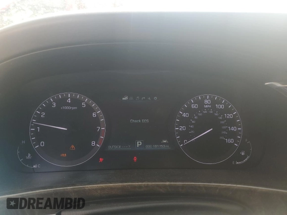2014 Hyundai Equus Signature with VIN KMHGH4JH6EU077924, listed as a Copart auction lot 49043885 with 101,753 mi miles and Salvage Title. Bid and sale history available at DreamBid. Image 9.