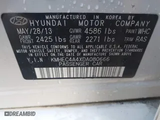 2013 Hyundai Sonata Hybrid Limited with VIN KMHEC4A4XDA080666, listed as a IAAI auction lot 41771785 with 170,714 mi miles. Bid and sale history available at carsss.com. Image 9.