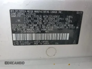 2011 Toyota RAV4 Ltd with VIN 2T3DF4DV2BW120118, listed as a Copart auction lot 54189035 with 181,054 mi miles and Salvage Title. Bid and sale history available at carsss.com. Image 14.