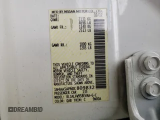 2013 Nissan Maxima S with VIN 1N4AA5AP6DC809832, listed as a Copart auction lot 46954305 with 175,920 mi miles and Salvage Title. Bid and sale history available at DreamBid. Image 13.