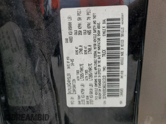 2006 Dodge Ram 2500 SLT with VIN 3D7KR29C06G161319, listed as a Copart auction lot 63704534 with 390,336 mi miles and Salvage Title. Bid and sale history available at carsss.com. Image 12.