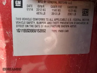 2014 Chevrolet Impala LTZ with VIN 1G1155S35EU152892, listed as a Copart auction lot 46735125 with 94,702 mi miles and Salvage Title. Bid and sale history available at carsss.com. Image 12.