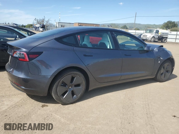 2022 Tesla Model 3 with VIN 5YJ3E1EA4NF244376, listed as a Copart auction lot 52142855 with Not Provided miles and Salvage Title. Bid and sale history available at DreamBid. Image 3.