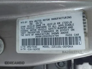 2002 Toyota Corolla CE with VIN 1NXBR12E82Z624794, listed as a IAAI auction lot 42571532 with 122,749 mi miles and . Bid and sale history available at DreamBid. Image 9.
