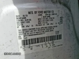 2022 Ford Maverick XL with VIN 3FTTW8E99NRA65177, listed as a Copart auction lot 50105825 with 53,933 mi miles and Salvage Title. Bid and sale history available at DreamBid. Image 14.