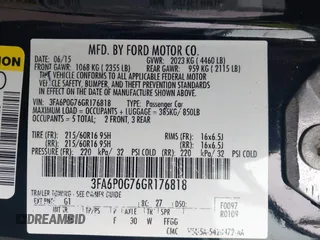 2016 Ford Fusion S with VIN 3FA6P0G76GR176818, listed as a IAAI auction lot 42439118 with 176,925 mi miles and . Bid and sale history available at DreamBid. Image 9.