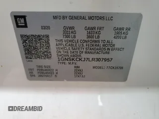 2020 Chevrolet Tahoe Premier z VIN 1GNSKCKJ7LR307957, wystawiony jako Copart lot #49585705 z przebiegiem 116 139 mil mil oraz Szkoda całkowita • Salvage title. Historia ofert i sprzedaży dostępna na DreamBid. Obrazek 15.