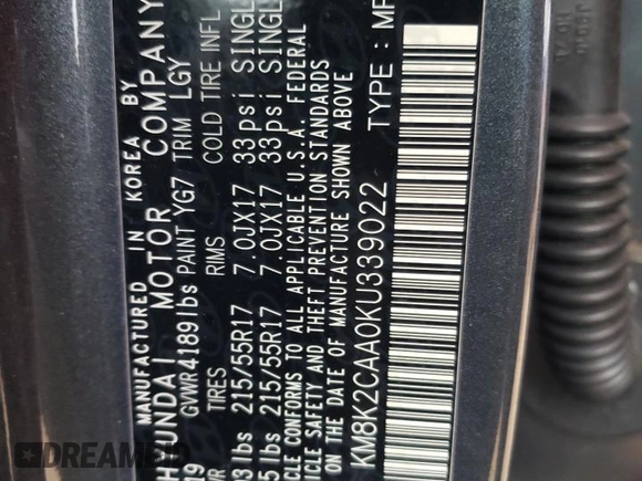 2019 Hyundai Kona SEL with VIN KM8K2CAA0KU339022, listed as a Copart auction lot 71176432 with 51,055 mi miles. Bid and sale history available at carsss.com. Image 16.
