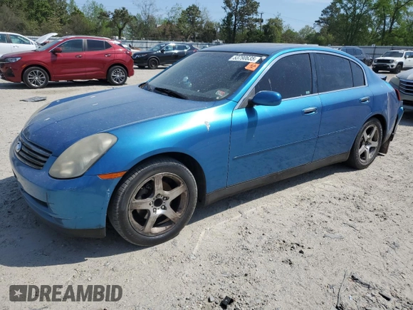 2003 Infiniti G35 w/Leather with VIN JNKCV51E33M302464, listed as a Copart auction lot 53790635 with 86,270 mi miles and Salvage Title. Bid and sale history available at DreamBid. Image 1.