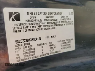 2003 Saturn VUE with VIN 5GZCZ23D13S854192, listed as a Copart auction lot 74508044 with 303,382 mi miles and Salvage Title. Bid and sale history available at DreamBid. Image 12.