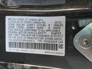 2023 Honda Civic Sedan Sport with VIN 2HGFE2F58PH542612, listed as a Copart auction lot 48127365 with 39,553 mi miles and Salvage Title. Bid and sale history available at carsss.com. Image 12.