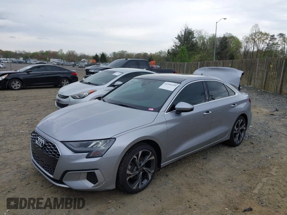 2022 Audi A3 Premium with VIN WAUAUDGY6NA079281, listed as a IAAI auction lot 41956291 with 38,321 mi miles. Bid and sale history available at carsss.com. Image 2.