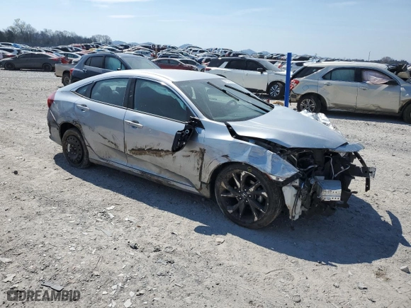 2019 Honda Civic Sedan Sport with VIN 19XFC2F84KE004329, listed as a Copart auction lot 51074075 with 0 mi miles and Salvage Title. Bid and sale history available at carsss.com. Image 4.