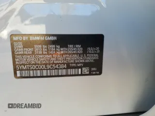 2020 BMW X3 M Competition with VIN 5YMTS0C00L9C54384, listed as a Copart auction lot 86844944 with 0 mi miles and Salvage Title. Bid and sale history available at carsss.com. Image 15.