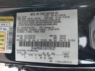 2020 Ford Fusion SE with VIN 3FA6P0HD1LR179527, listed as a IAAI auction lot 39131081 with 108,022 mi miles and . Bid and sale history available at DreamBid. Image 9.