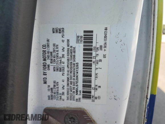 2019 Ford Transit Connect XL z VIN NM0LS7E20K1413265, wystawiony jako Copart lot #61882035 z przebiegiem 190 865 mil mil oraz Czysty tytuł • Clean title. Historia ofert i sprzedaży dostępna na DreamBid. Obrazek 12.