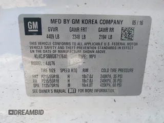 2016 Buick Encore Convenience with VIN KL4CJFSB8GB717640, listed as a IAAI auction lot 41915624 with 116,762 mi miles. Bid and sale history available at carsss.com. Image 9.