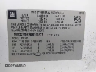 2011 GMC Yukon XL Denali z VIN 1GKS2MEF2BR190877, wystawiony jako IAAI lot #42364202 z przebiegiem 160 063 mil mil oraz . Historia ofert i sprzedaży dostępna na DreamBid. Obrazek 9.