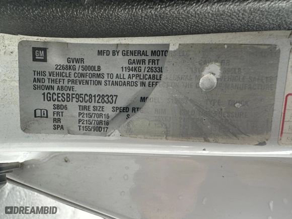 2012 Chevrolet Colorado Work Truck with VIN 1GCESBF95C8128337, listed as a Copart auction lot 46350455 with 80,513 mi miles and Clean Title. Bid and sale history available at carsss.com. Image 10.