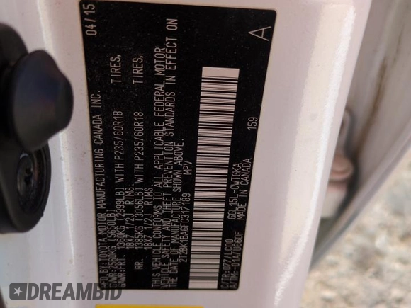 2015 Lexus RX 350 с VIN 2T2BK1BA6FC317189, выставлен на аукционе Copart как лот 55825925 с пробегом 109 019 миль миль и Списание • Salvage title. История ставок и продаж доступна на DreamBid. Изображение 13.