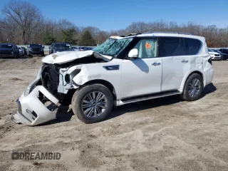 2024 Infiniti QX80 LUXE with VIN JN8AZ2AE2R9330185, listed as a Copart auction lot 45112575 with 0 mi miles and Salvage Title. Bid and sale history available at carsss.com. Image 1.