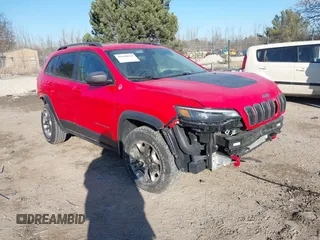 2019 Jeep Cherokee Trailhawk Elite with VIN 1C4PJMBX3KD217437, listed as a IAAI auction lot 41448614 with 85,889 mi miles. Bid and sale history available at carsss.com. Image 1.