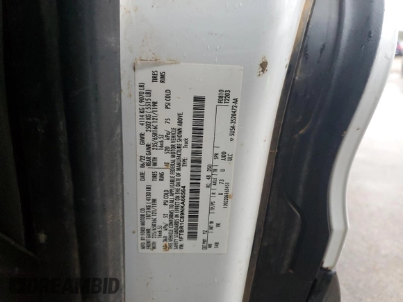 2022 Ford Transit Cargo with VIN 1FTBR1C89NKA66564, listed as a Copart auction lot 44932975 with 64,544 mi miles and Salvage Title. Bid and sale history available at DreamBid. Image 13.