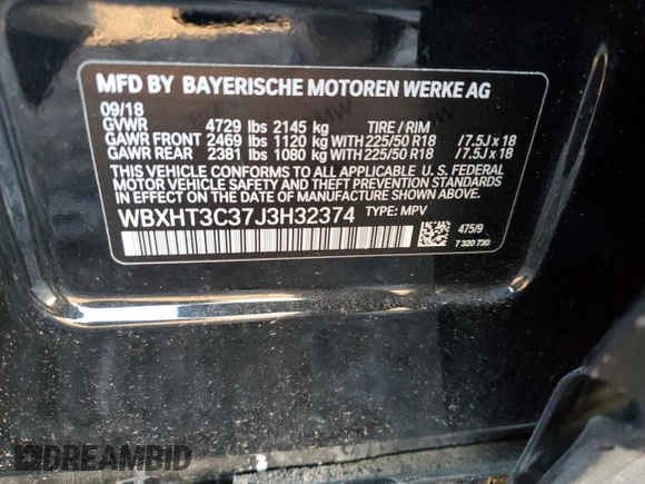 2018 BMW X1 xDrive28i with VIN WBXHT3C37J3H32374, listed as a Copart auction lot 70226702 with 65,796 mi miles. Bid and sale history available at carsss.com. Image 14.