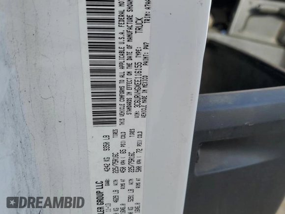 2014 Ram ProMaster Cargo with VIN 3C6URVHGXEE116155, listed as a Copart auction lot 39226474 with Not Provided miles and Salvage Title. Bid and sale history available at DreamBid. Image 13.