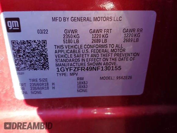 2022 Cadillac XT4 AWD Sport с VIN 1GYFZFR49NF130155, выставлен на аукционе Copart как лот 80286034 с пробегом 28 447 миль миль и Списание • Salvage title. История ставок и продаж доступна на DreamBid. Изображение 13.