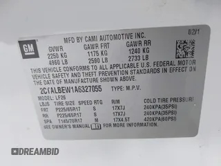 2010 GMC Terrain SLE-1 with VIN 2CTALBEW1A6327055, listed as a IAAI auction lot 39917704 with 152,645 mi miles. Bid and sale history available at carsss.com. Image 9.