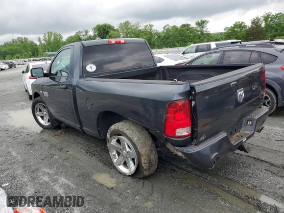 2014 Ram 1500 Express with VIN 3C6JR6AT1EG182095, listed as a Copart auction lot 53888745 with 105,798 mi miles and Salvage title. Bid and sale history available at DreamBid. Image 2.