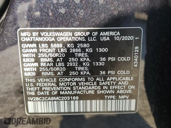 2021 Volkswagen Atlas SEL z VIN 1V2BC2CA8MC203169, wystawiony jako Copart lot #70706394 z przebiegiem 75 838 mil mil oraz Szkoda całkowita • Salvage title. Historia ofert i sprzedaży dostępna na DreamBid. Obrazek 13.