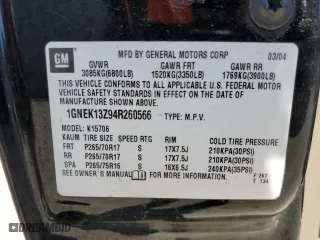 2004 Chevrolet Tahoe LT with VIN 1GNEK13Z94R260566, listed as a Copart auction lot 70856994 with 286,050 mi miles and Clean Title. Bid and sale history available at carsss.com. Image 13.