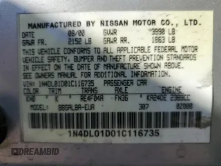 2001 Nissan Altima GXE with VIN 1N4DL01D01C116735, listed as a Copart auction lot 79776244 with 124,802 mi miles and Salvage Title. Bid and sale history available at carsss.com. Image 12.