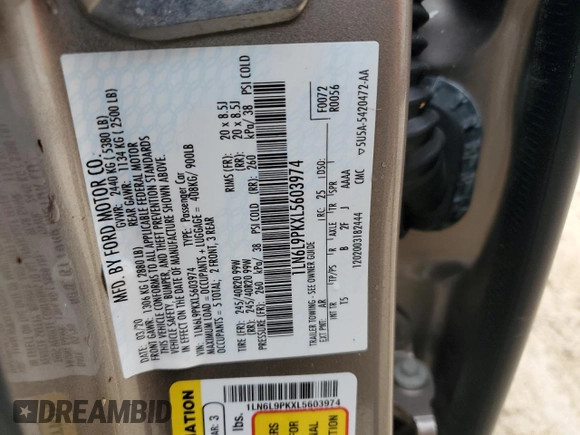 2020 Lincoln Continental Standard with VIN 1LN6L9PKXL5603974, listed as a Copart auction lot 74670224 with 0 mi miles and Salvage Title. Bid and sale history available at carsss.com. Image 14.