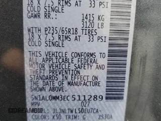 2014 Infiniti QX60 with VIN 5N1AL0MM3EC511289, listed as a Copart auction lot 51481215 with 183,907 mi miles and Salvage Title. Bid and sale history available at carsss.com. Image 15.