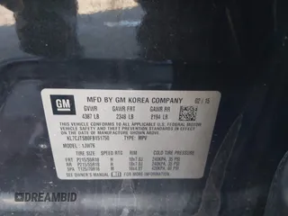 2015 Chevrolet Trax LTZ with VIN KL7CJTSB0FB151750, listed as a IAAI auction lot 41408991 with 147,349 mi miles. Bid and sale history available at carsss.com. Image 9.