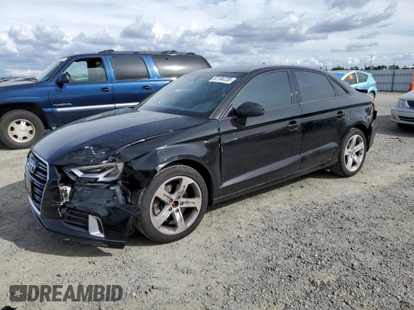 2017 Audi A3 Sedan Premium with VIN WAUB8GFF5H1019443, listed as a Copart auction lot 51184725 with 108,134 mi miles and Salvage Title. Bid and sale history available at carsss.com. Image 1.