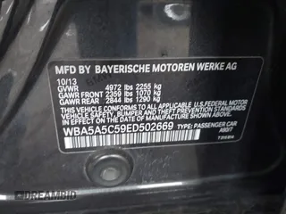 2014 BMW 5 Series 528i with VIN WBA5A5C59ED502669, listed as a IAAI auction lot 42137288 with 241,278 mi miles. Bid and sale history available at carsss.com. Image 9.