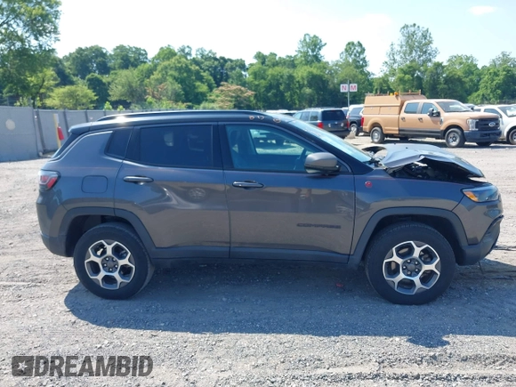 2022 Jeep Compass Trailhawk with VIN 3C4NJDDB9NT160748, listed as a IAAI auction lot 42589269 with 53,092 mi miles and . Bid and sale history available at DreamBid. Image 13.