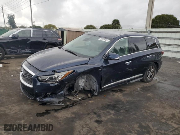 2019 Infiniti QX60 Luxe z VIN 5N1DL0MM7KC566126, wystawiony jako Copart lot #56410415 z przebiegiem 46 788 mil mil oraz Nie do naprawy • Non repairable. Historia ofert i sprzedaży dostępna na DreamBid. Obrazek 1.